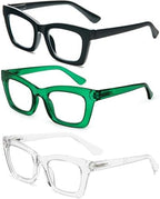 REAVEE Reading Glasses for Women, Blue Light Blocking Stylish Oversized Computer Readers Spring Hinge