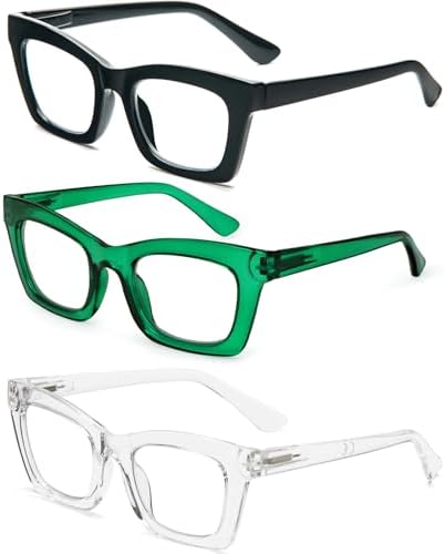 REAVEE Reading Glasses for Women, Blue Light Blocking Stylish Oversized Computer Readers Spring Hinge