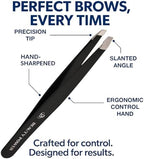 Beauty Power Professional Precision Slant Tweezers for Women Facial Hair - Tweezers for Men & Women, Eyebrow Tweezer for Ingrown Hair Blackhead & Splinter Removal - Gift Idea - Black