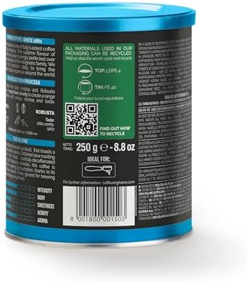 Caffe Vergnano Italian Finely Ground Decaf Coffee – 100% Arabica for Moka, Intensity Level 6 – Rich, Full Flavor Without Caffeine, Notes of Dried Fruit, Cocoa & Caramel - 8.82 oz Tin