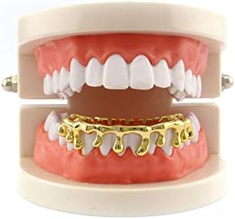 18k Gold Teardrop Bottom Grillz 6 Teeth Lower Teeth Drip Cap Grillz