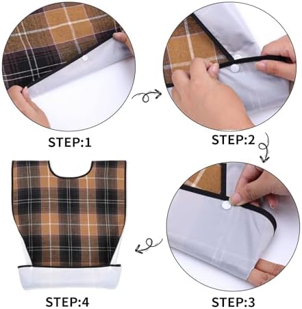 XKDOUS 2pcs Adult Bibs For Men Washable, Reusable Waterproof Large Bibs For Adult, Clothing Protector With Crumb Catcher, Brown & Green Bibs For Eating, Feeding Elderly Senior Citizens Gifts
