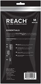 Reach Essentials Toothbrush with Toothbrush Covers, Multi-Angled Medium Bristles, Contoured Handle, Tongue Scraper, 6 Count