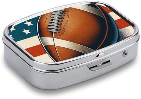 Patriotic Rugby Pill Box Portable Medicine Box Container Moisture Proof Case with 2 Compartment