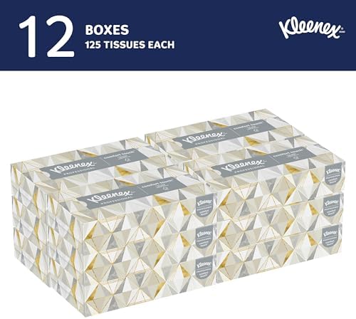 Kleenex® Professional Facial Tissue, Bulk (03076), 2-Ply, White, Flat Facial Tissue Boxes for Business, Convenience Case (125 Tissues/Box, 12 Boxes/Case, 1,500 Tissues/Case)