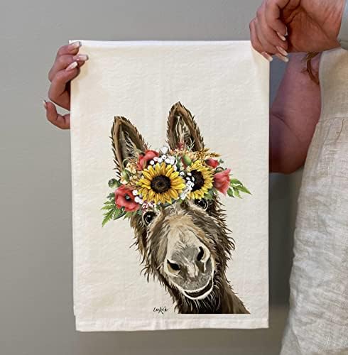 Donkey Gifts for Mom - Donkey Tea Towel - Sunflower Donkey Flour Sack Towel - Sunflower Kitchen Decor - Fall Donkey Decor - Fall Kitchen Decor