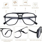 Oversized Reading Glasses for Women and Men,Blue Light Retro Aviator Reader Spring Hinge