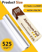 Katbite Aluminum Foil Heavy Duty 17.7 Inch Wide, 30 Micron Thick Strong Heavy Duty Foil Aluminum Roll Wrap for Commercial Catering, Grilling, Roasting, Baking, Home Cooking, 17.7"x525s.f
