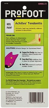 PROFOOT Achilles Tendonitis Orthotic Heel Cup for Women (Sizes 6-10) - Pain Relief Shoe Inserts for Heel Support & Alignment - 1 Pair
