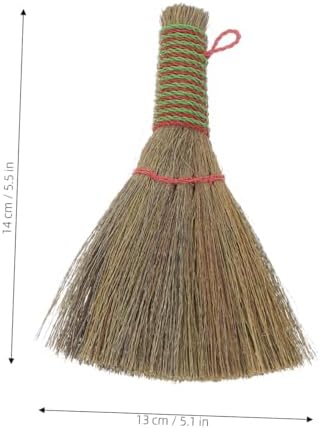 FAVOMOTO 2pcs Small Handmade Desktop Broom Set with Natural Sorghum Bristles, Handheld Dust Brush for Office and Home Cleaning