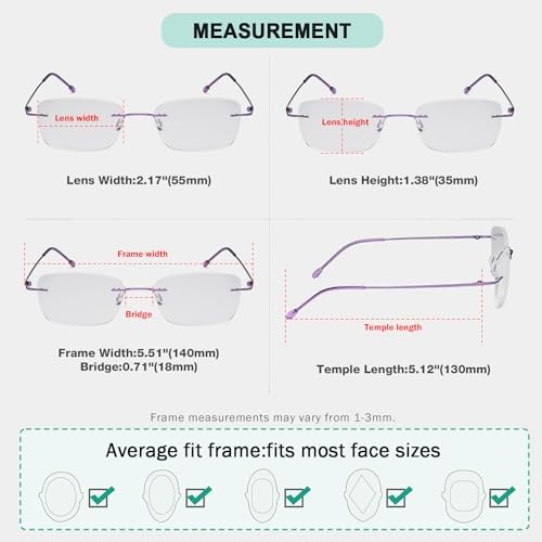 Eyekepper Ladies Frameless Reading Glasses - Lightweight Rimless Readers for Women