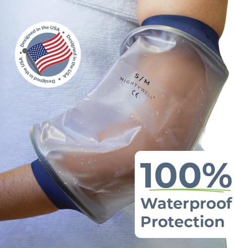 Mighty Well H2O Shield PICC Line Shower Cover – Reusable Waterproof IV & PICC Line Sleeve, Cast & Wound Protector for Upper Arm Showering | Small/Medium