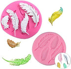 AKOAK 2 Pcs Feather Silicone Fondant Mold,DIY Handmade Baking Tools for Fondant Chocolate Candy Cake Decoration Polymer Clay and Crafting