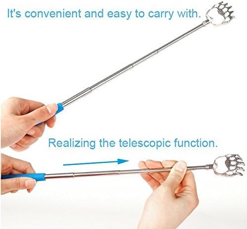 CERRXIAN (4-Pack) Telescoping Back Scratcher, LEMENG Portable Extendable Telescopic Bear Claws Metal Back Scratchers - Hand Massager Backslap with Rubber Handles