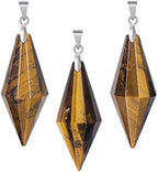Nupuyai Healing Crystal Point Pendant Necklace for Women Men, Quartz Stone Pendulum with Chain for Reiki Dowsing Divination Meditation, Tiger's Eye Stone