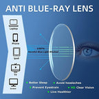 2 Pack Half Lens Reading Glasses Blue Light Blocking, Half Moon Frame Semi Rim Spring Hinge Readers with Case for Men Women Black/Gunmetal +2.0