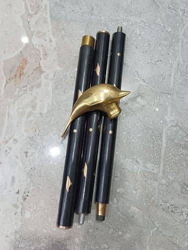 Vintage Brass Dolphin Handle Walking Stick – Solid Wood Shaft – Nautical Gift Cane for Men