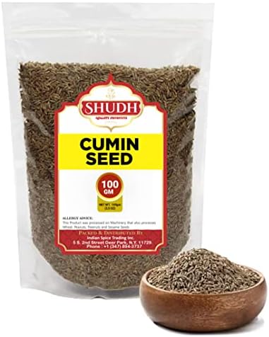 SHUDH CUMIN SEED 3.5 Oz Bag (100gm) | Jeera Whole Indian Spice ~ All Natural | Vegan | Gluten Friendly | NON-GMO | Indian Origin