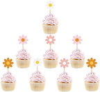 24Pcs Daisy Cupcake Toppers, Flower Cupcake Toppers, Daisy Cake Decorations for Daisy, Spring, Baby Shower, Daisy Birthday Party Decorations (Mixed)