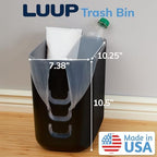 STORi Luup Trash Can (Black) - Reuse Grocery Bags - Plastic Garbage Container for Bathroom, Vanity, Laundry Room, Kitchen, Office, Garage - 2.5 Gallon Wastebasket with Hooks to Secure Trash Bags