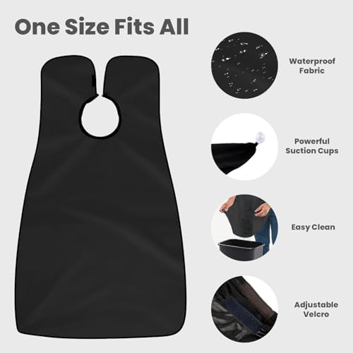 Beard Bib Apron for Men, Shaving and Trimming Hair Catcher, Black