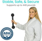 Vive Grab Bar for Showers - Bathroom Antislip Handrail for Seniors, Elderly Assistance Product, Heavy Duty Shower Handles, Handicap Grab Bars, Stainless Steel, Multipurpose, 440 lbs (Dark Bronze)