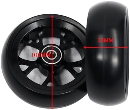 4"Wheelchair Replacement Casters (Pair) – Heavy-Duty Aluminum + PU Wheels, φ8/26mm Bearings, 1.3" Width – Smoother Roll & Better Stability (Black, 4")