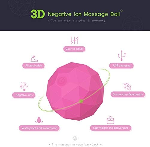 MEXITOP Electric Vibrating Massage Ball, 2-Speed Fitness Yoga Pilates Physical Therapy Massage Roller to Fight Sore Muscles,Washable Negative Ion Vibration Massages Ball for Muscle Recovery(Red)