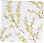 Caspari Berry Branches Paper Luncheon Napkins in White & Gold - Four Packs of 20
