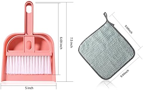 Lamoutor 3 Pack Mini Hand Broom and Dustpan Set Small Dust Pans with Brush Set Cleaning Tool for Desk, Car and Animal Waste Mixed Color