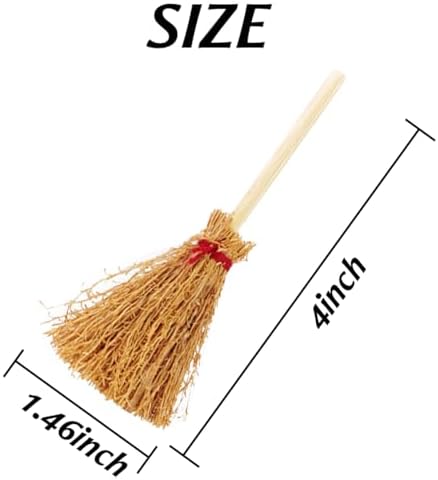 GXXMEI 10PCS Mini Brooms, Witch Straw Brooms, Doll House Dollhouse Accessories Props Miniature Artificial, Mini Furniture Halloween Decoration Accessory for Costume Cosplay Party, Decorations