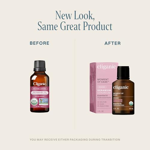 Cliganic Organic Geranium Essential Oil, 100% Pure Natural for Aromatherapy | Non-GMO Verified