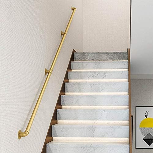 JLXJ 1.5ft-13ft Gold Handrail with Complete Kit, Non-Slip Stair Handrails Loft Corridor Wall Banister Handicap Grab Bars for Elderly Disabled Children (Size : 4m(13ft))