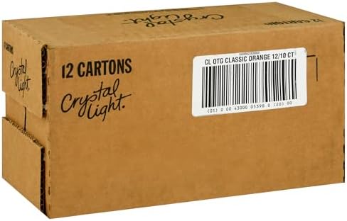 Crystal Light Classic Orange Naturally Flavored Powdered Drink Mix, 120 ct Pack, 12 Boxes of 10 On-the-Go-Packets