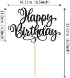 ZHUOWEISM 1 PCS Happy Birthday Cake Topper Glitter Happy Birthday Cake Pick Bunting Decor for Anniversary Celebrating Happy Birthday Party Cake Decorations Supplies Black