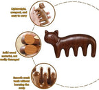 1 PCS Cat Shape Wooden Scalp Massager Comb Hair Growth Stimulating Comb for Scalp Care and Relaxation