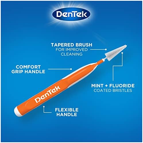 DenTek Easy Brush Interdental Cleaners, Standard Between Teeth Brushes, Plaque Control, Dental Picks for Oral Care, Mouthwash Blast Mint, 16 Count (Pack of 2)
