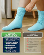 Pembrook Diabetic Socks for Women - 6 Pairs Cable Knit Viscose Bamboo Socks Woman, Non-Binding Top, Moisture-Wicking