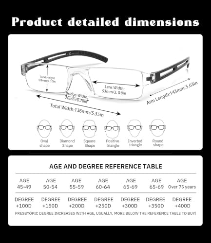 Viseng 3-in-1 Blue Light Reading Glasses & Sunglasses - Ultra-Light Rimless Readers for Men/Women, HD Vision Indoor/Outdoor + UV400 Protection (Frameless Design)+2.0