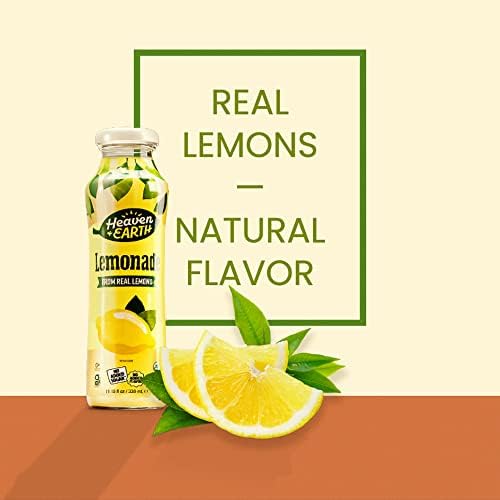 Heaven & Earth Organic Lemonade, 11.2oz (6 Pack) | Made with Real Lemons, Pure Fruit Juice, No added Sugar, Flavor, or Color