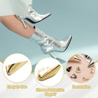 uxcell 6Pcs Metal Shoes Pointed Protector High Heel Toe Caps Cover Durable Shoe Tip Cover Pointed Shoe Head Tips Cap for Shoe Protection Repair, Shoe Protection (Gold/Silver/Black, 30mm)