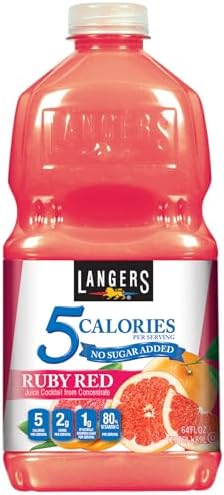 Langers 5 Juice Cocktail, Ruby Red Grapefruit, 64 Fl Oz (Pack of 8)
