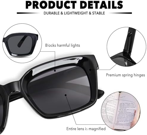 OPTOFENDY Reading Sunglasses for Women Men, Classic Full Lens Sun Readers UV400 Outdoor Sunglasses