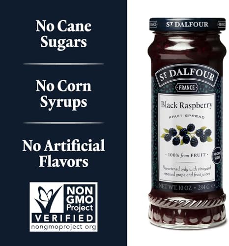 St. Dalfour Black Raspberry Fruit Spread - 10oz - 100% from Fruit, No Artificial Ingredients, Non-GMO, No Cane Sugars, All Natural - Pack of 6
