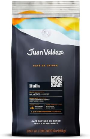 Juan Valdez Huila Whole Bean Coffee | 100% Colombian Coffee | Single Origin with Notes of Ripe Orange & Caramel | 16 oz / 454 gr