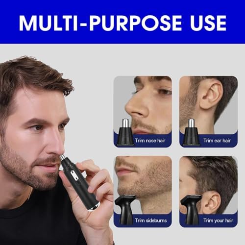 Back Shavers for Men Long Handle,Multifunctional Self-Service Electric Back Hair Razor with Adjustable Handle,Men's Back Shaver wiht Nose Hair Trimmer Set and 2 Shock Absorber Flex Heads-Black
