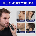 Back Shavers for Men Long Handle,Multifunctional Self-Service Electric Back Hair Razor with Adjustable Handle,Men's Back Shaver wiht Nose Hair Trimmer Set and 2 Shock Absorber Flex Heads-Black