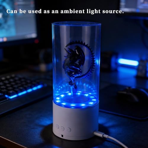 MILRCH 9.1" Tall Alien Xenomorph Bucket with Multiple Lighting Modes & Remote Control, Rotating Base, USB, Sci-Fi Collectible Figurine, Tabletop Display for Home Decor & Alien Fans