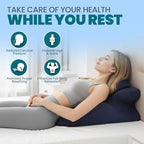 Memory Foam Wedge Pillow - Ergonomic Reading & Bed Wedge Pillow for Sleeping, Back Support, Acid Reflux, and Leg Elevation - Multi-Level Support with Removable & Washable Cover (Blue)