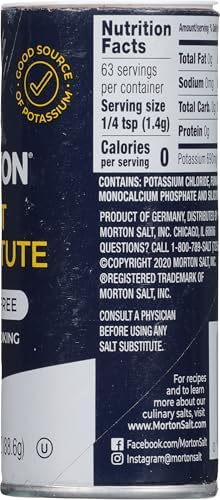 Morton Salt Substitute, Sodium Free, Salt Substitutes with No Sodium, 3.125oz, 2 Pack